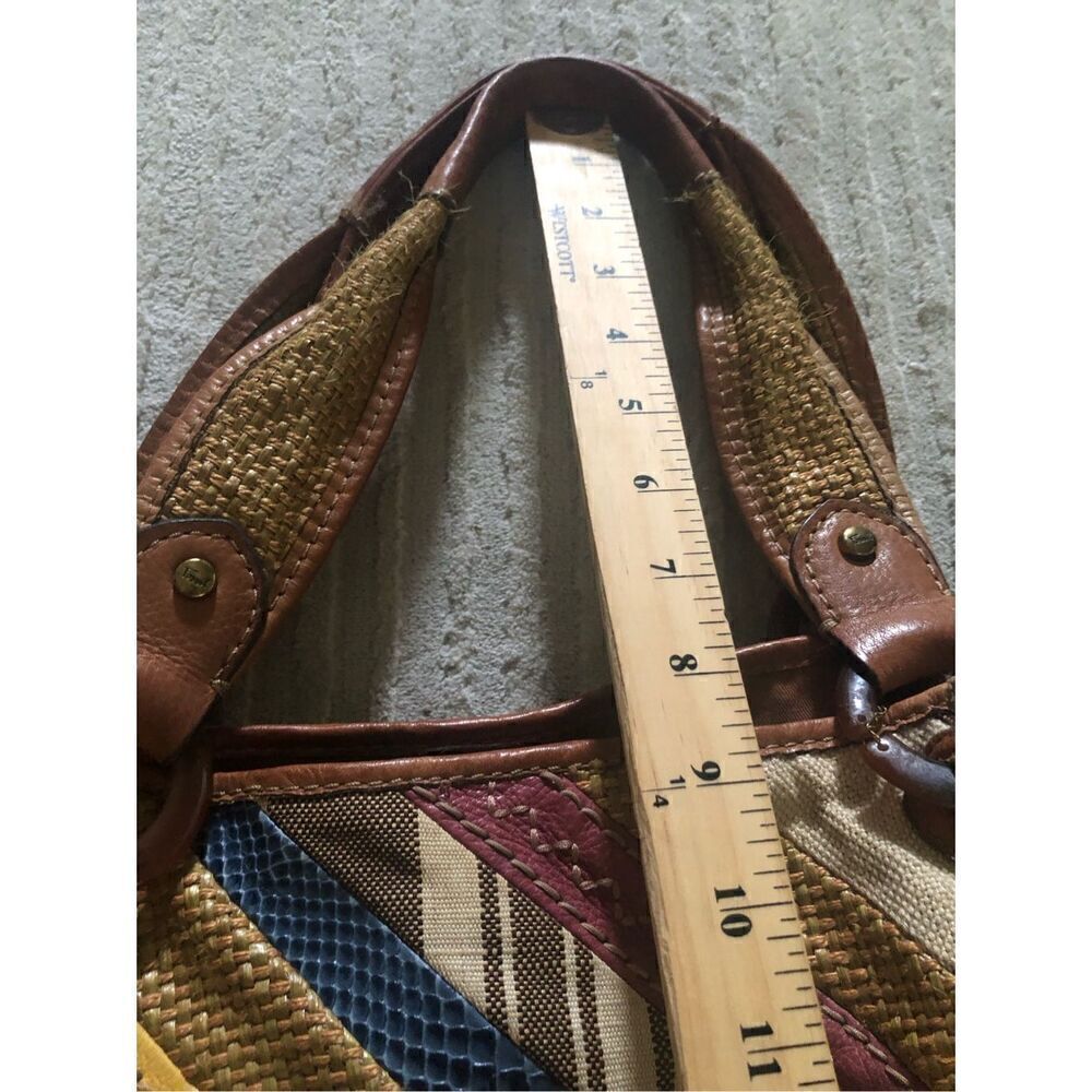 Fossil Patchwork Striped Canvas Triple Compartmen… - image 11